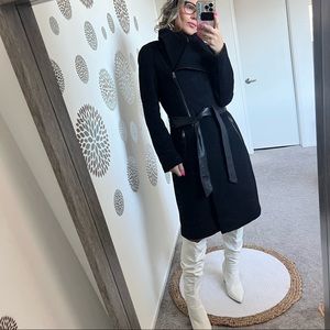 nori 2 in 1 double face wool coat with sash